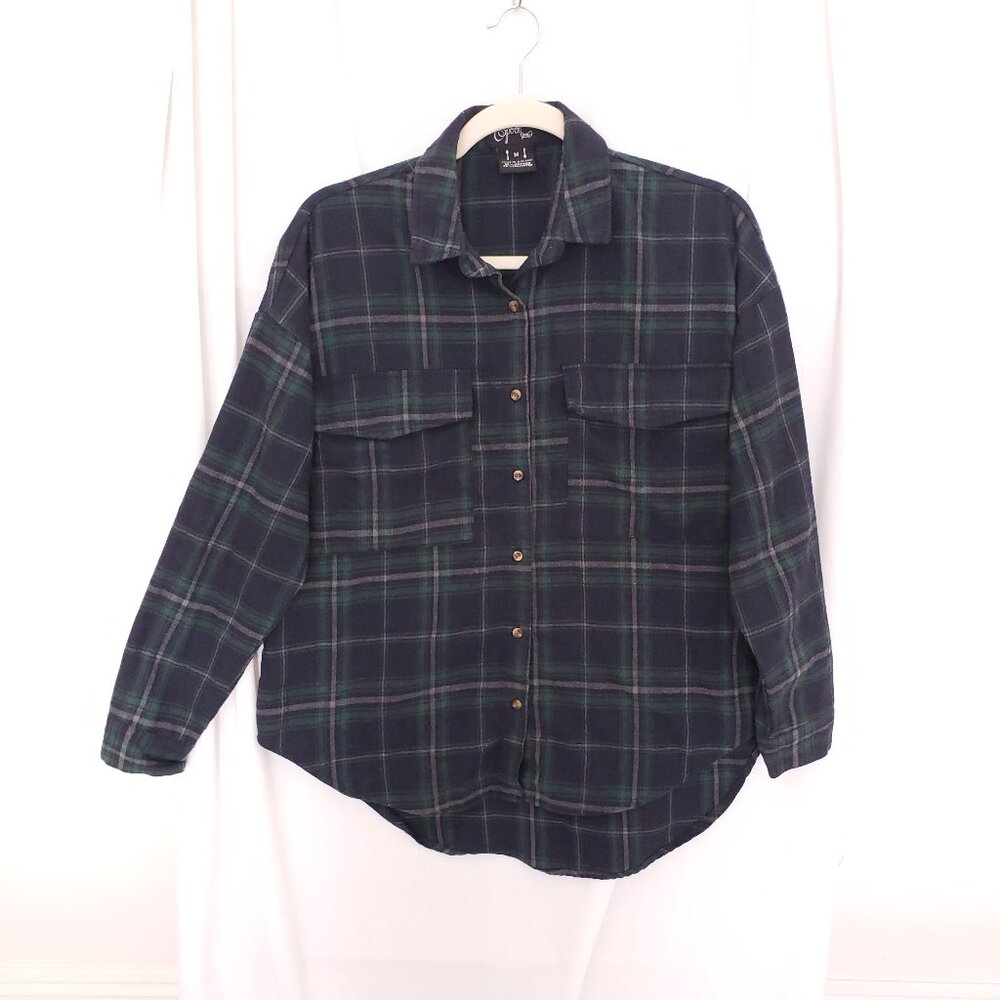 Spoon Jeans Multicolor Plaid Collar Button Up Long Sleeve Shirt Size M